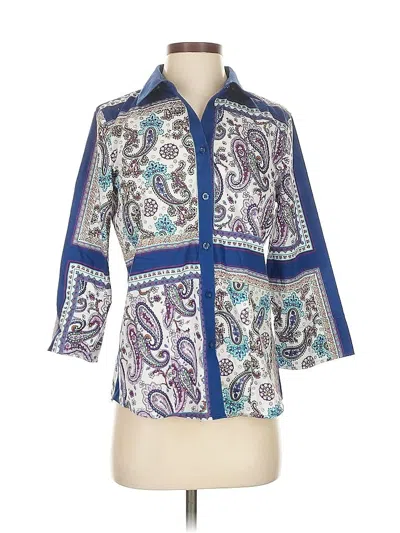 Pre-owned Chico's 3/4 Sleeve Button Down Shirt In Blue