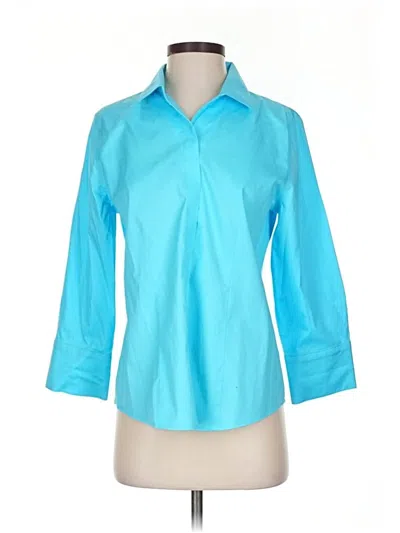 Pre-owned Chico's 3/4 Sleeve Button Down Shirt In Blue