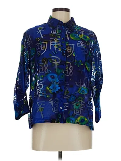 Pre-owned Chico's 3/4 Sleeve Button Down Shirt In Blue