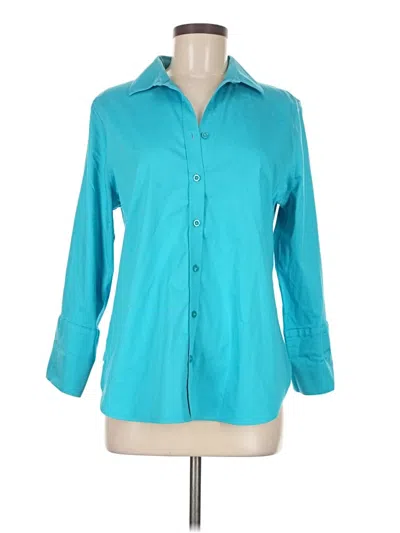 Pre-owned Chico's 3/4 Sleeve Button Down Shirt In Blue