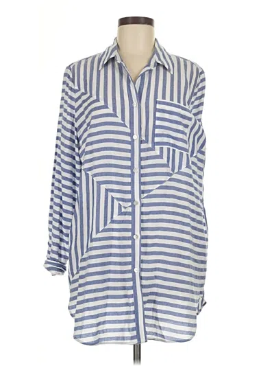 Pre-owned Chico's 3/4 Sleeve Button Down Shirt In Blue