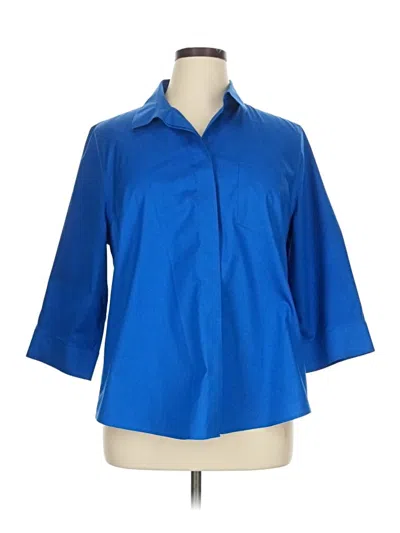Pre-owned Chico's 3/4 Sleeve Button Down Shirt In Blue
