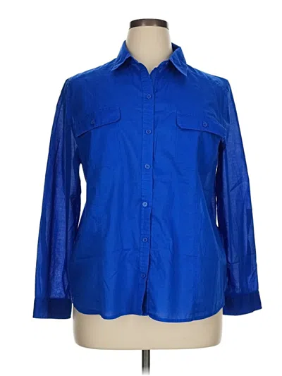 Pre-owned Chico's 3/4 Sleeve Button Down Shirt In Blue