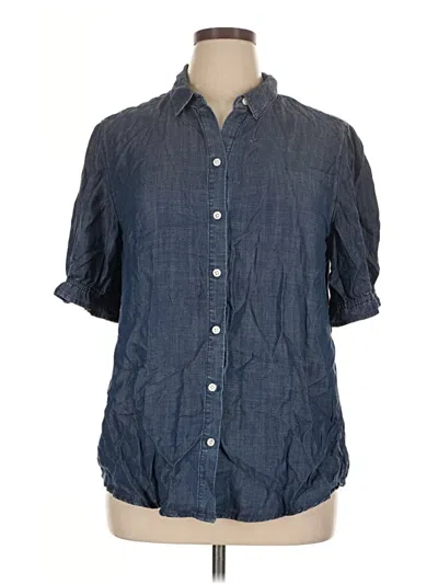Pre-owned Chico's 3/4 Sleeve Button Down Shirt In Blue