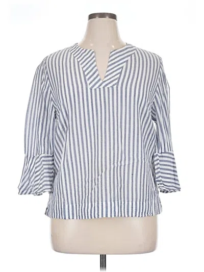 Pre-owned Chico's 3/4 Sleeve Button Down Shirt In Blue