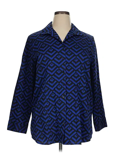 Pre-owned Chico's 3/4 Sleeve Button Down Shirt In Blue