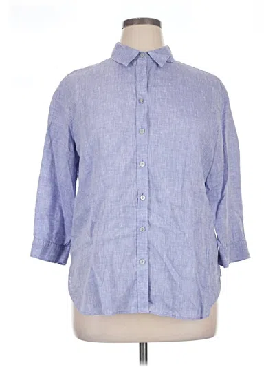 Pre-owned Chico's 3/4 Sleeve Button Down Shirt In Blue