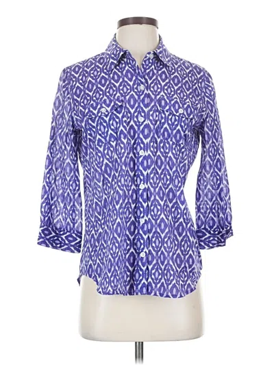 Pre-owned Chico's 3/4 Sleeve Button Down Shirt In Blue