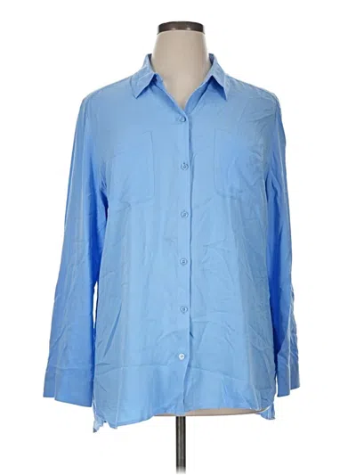 Pre-owned Chico's 3/4 Sleeve Button Down Shirt In Blue