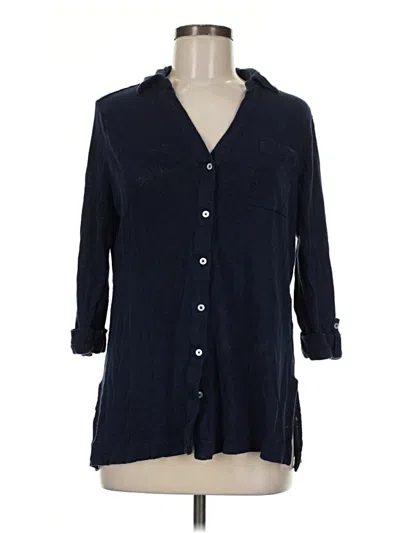 Pre-owned Chico's 3/4 Sleeve Button Down Shirt In Blue