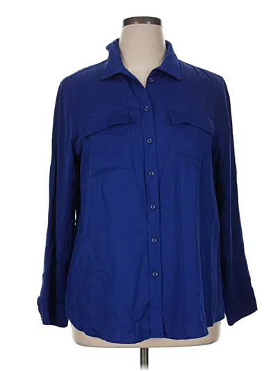 Pre-owned Chico's 3/4 Sleeve Button Down Shirt In Blue