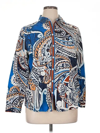 Pre-owned Chico's 3/4 Sleeve Button Down Shirt In Blue