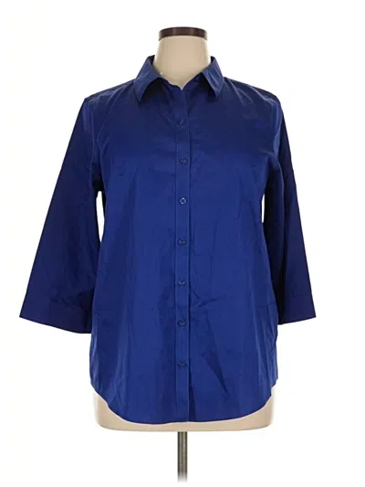 Pre-owned Chico's 3/4 Sleeve Button Down Shirt In Blue