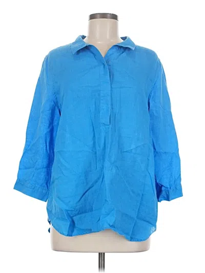 Pre-owned Chico's 3/4 Sleeve Button Down Shirt In Blue