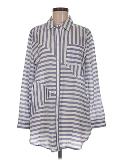 Pre-owned Chico's 3/4 Sleeve Button Down Shirt In Blue