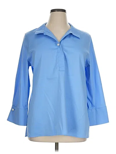 Pre-owned Chico's 3/4 Sleeve Button Down Shirt In Blue