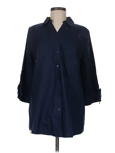 Pre-owned Chico's 3/4 Sleeve Button Down Shirt In Blue