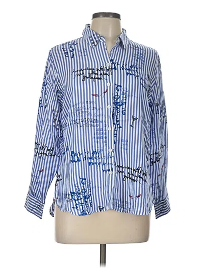 Pre-owned Chico's 3/4 Sleeve Button Down Shirt In Blue