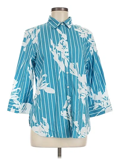 Chico's 3/4 Sleeve Button Down Shirt In Blue