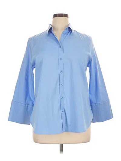 Pre-owned Chico's 3/4 Sleeve Button Down Shirt In Blue