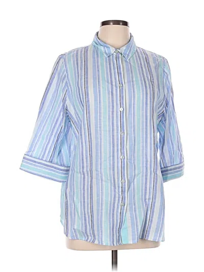 Pre-owned Chico's 3/4 Sleeve Button Down Shirt In Blue