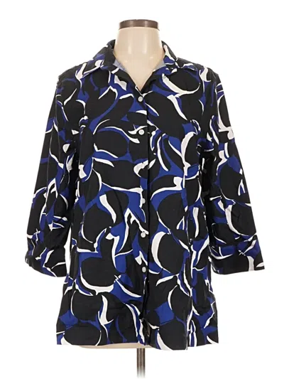 Pre-owned Chico's 3/4 Sleeve Button Down Shirt In Blue