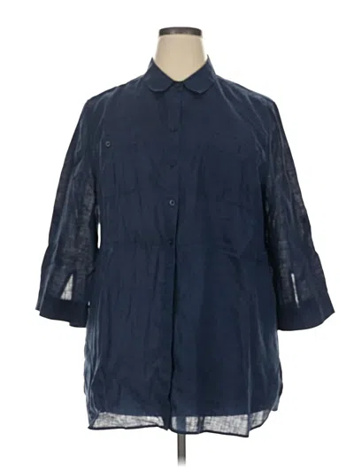 Pre-owned Chico's 3/4 Sleeve Button Down Shirt In Blue