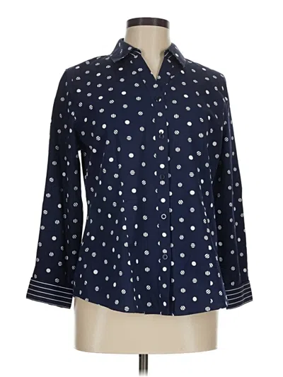 Pre-owned Chico's 3/4 Sleeve Button Down Shirt In Blue