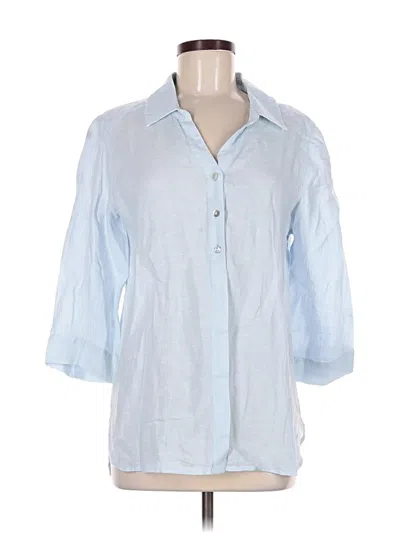 Pre-owned Chico's 3/4 Sleeve Button Down Shirt In Blue