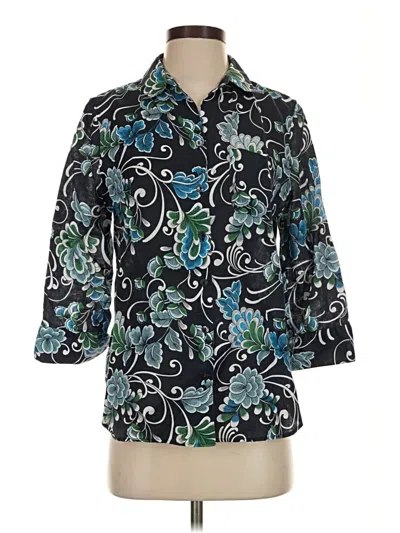 Pre-owned Chico's 3/4 Sleeve Button Down Shirt In Blue