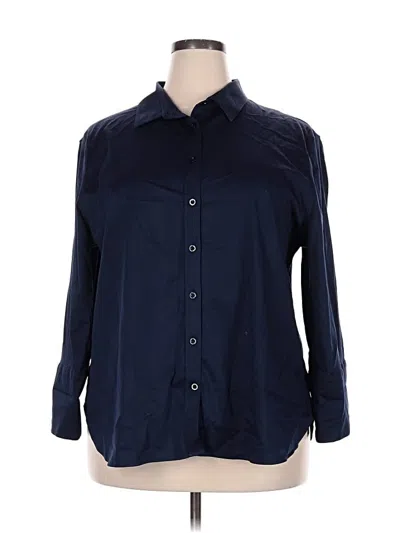 Pre-owned Chico's 3/4 Sleeve Button Down Shirt In Blue