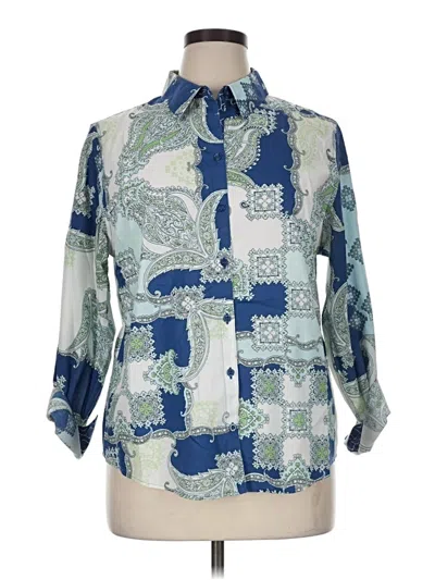 Pre-owned Chico's 3/4 Sleeve Button Down Shirt In Blue