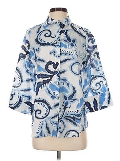 Pre-owned Chico's 3/4 Sleeve Button Down Shirt In Blue