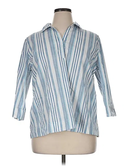 Pre-owned Chico's 3/4 Sleeve Button Down Shirt In Blue