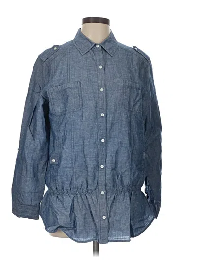 Pre-owned Chico's 3/4 Sleeve Button Down Shirt In Blue
