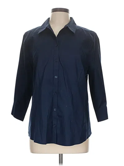 Pre-owned Chico's 3/4 Sleeve Button Down Shirt In Blue
