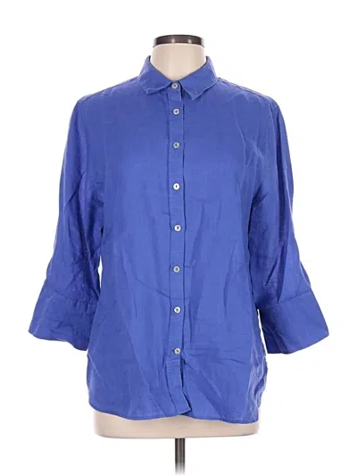 Pre-owned Chico's 3/4 Sleeve Button Down Shirt In Blue