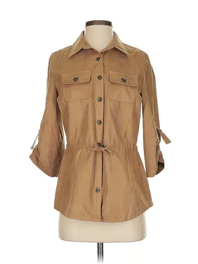Pre-owned Chico's 3/4 Sleeve Button Down Shirt In Brown