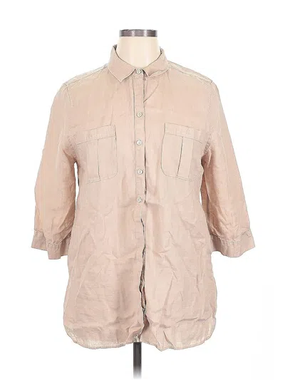 Pre-owned Chico's 3/4 Sleeve Button Down Shirt In Brown
