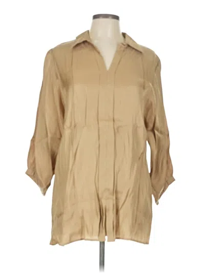 Pre-owned Chico's 3/4 Sleeve Button Down Shirt In Brown