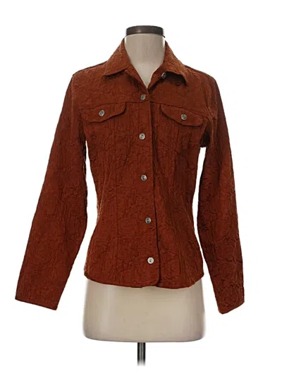 Pre-owned Chico's 3/4 Sleeve Button Down Shirt In Brown
