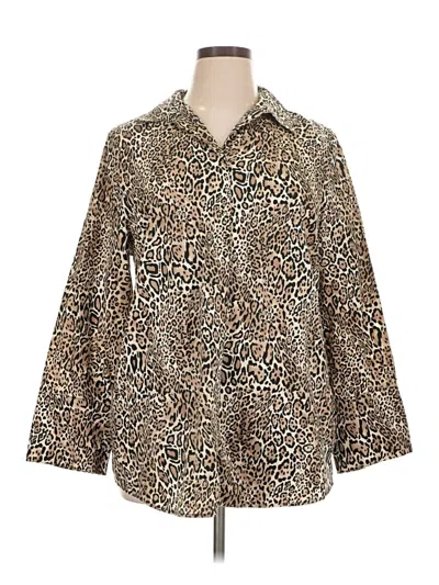 Pre-owned Chico's 3/4 Sleeve Button Down Shirt In Brown