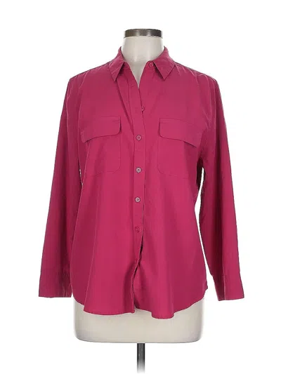 Pre-owned Chico's 3/4 Sleeve Button Down Shirt In Burgundy