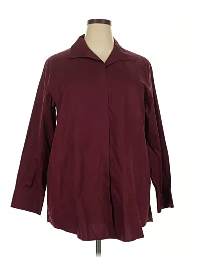 Chico's 3/4 Sleeve Button Down Shirt In Burgundy