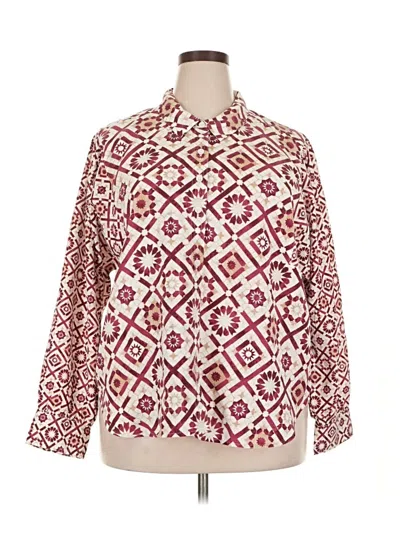 Pre-owned Chico's 3/4 Sleeve Button Down Shirt In Burgundy