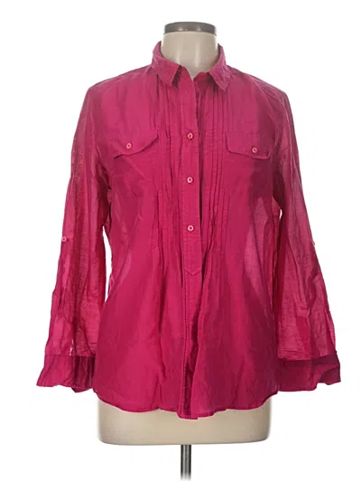 Pre-owned Chico's 3/4 Sleeve Button Down Shirt In Burgundy