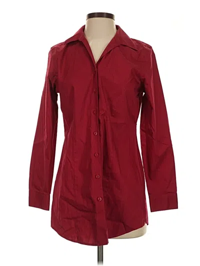 Pre-owned Chico's 3/4 Sleeve Button Down Shirt In Burgundy