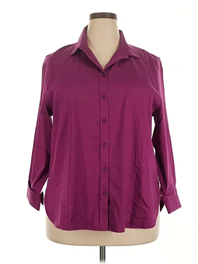 Pre-owned Chico's 3/4 Sleeve Button Down Shirt In Burgundy