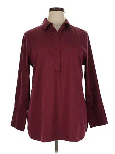 Pre-owned Chico's 3/4 Sleeve Button Down Shirt In Burgundy