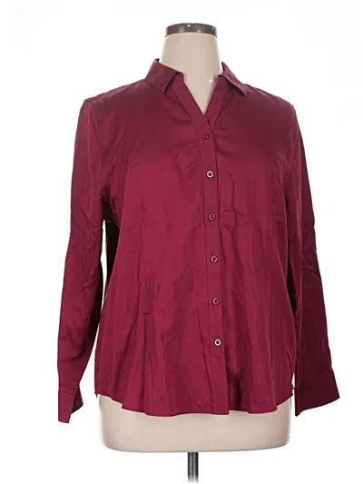 Pre-owned Chico's 3/4 Sleeve Button Down Shirt In Burgundy